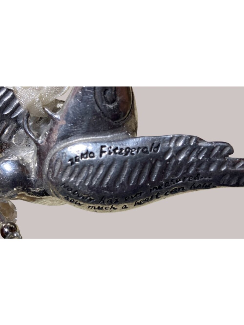 Zelda Fitzgerald Pweter Dove Christmas Ornament 4 3/4” by Seasons of Cannon Fall - Picture 4 of 11